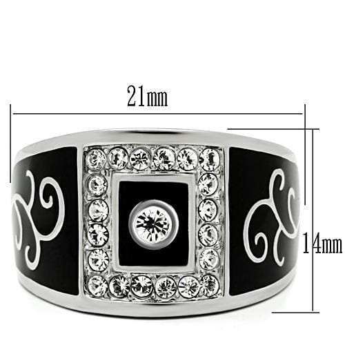 TK492 - High polished (no plating) Stainless Steel Ring with Top Grade Crystal in Clear - Alamode - Flyclothing LLC