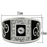 TK492 - High polished (no plating) Stainless Steel Ring with Top Grade Crystal in Clear - Alamode - Flyclothing LLC