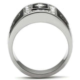 TK492 - High polished (no plating) Stainless Steel Ring with Top Grade Crystal in Clear - Alamode - Flyclothing LLC