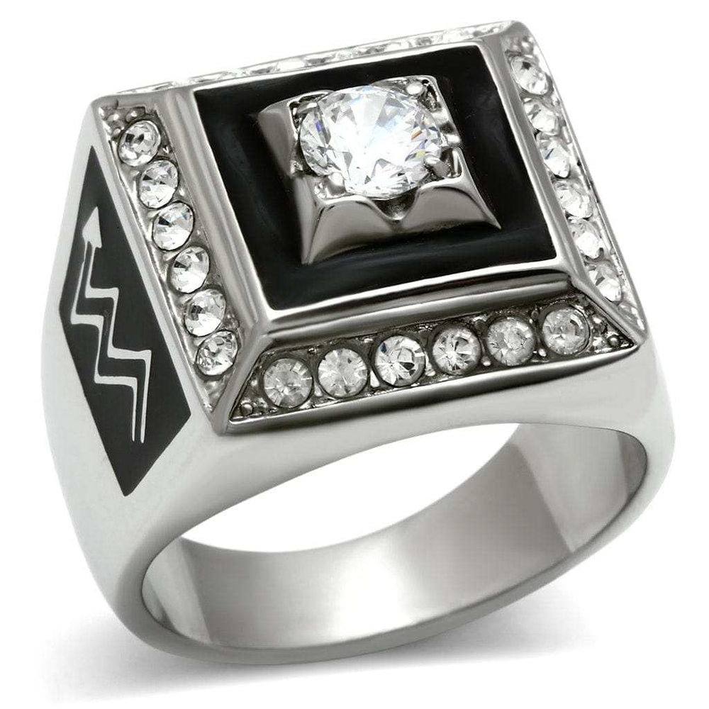 TK493 - High polished (no plating) Stainless Steel Ring with AAA Grade CZ in Clear - Alamode - Flyclothing LLC