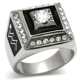 TK493 - High polished (no plating) Stainless Steel Ring with AAA Grade CZ in Clear - Alamode - Flyclothing LLC