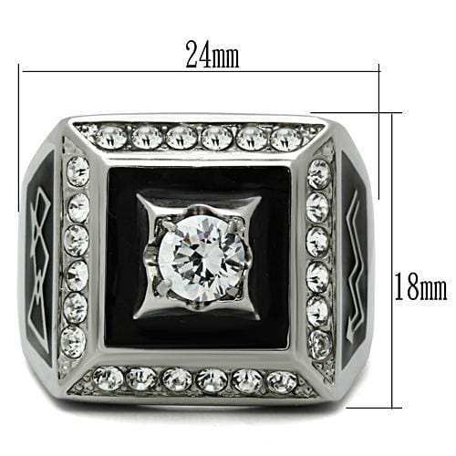 TK493 - High polished (no plating) Stainless Steel Ring with AAA Grade CZ in Clear - Alamode - Flyclothing LLC