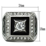 TK493 - High polished (no plating) Stainless Steel Ring with AAA Grade CZ in Clear - Alamode - Flyclothing LLC