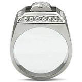 TK493 - High polished (no plating) Stainless Steel Ring with AAA Grade CZ in Clear - Alamode - Flyclothing LLC