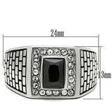 TK494 - High polished (no plating) Stainless Steel Ring with AAA Grade CZ in Jet - Alamode - Flyclothing LLC