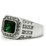 TK495 - High polished (no plating) Stainless Steel Ring with Synthetic Synthetic Glass in Emerald - Alamode - Flyclothing LLC