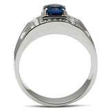 TK497 - High polished (no plating) Stainless Steel Ring with Synthetic Synthetic Glass in Montana - Alamode - Flyclothing LLC