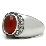 TK499 - High polished (no plating) Stainless Steel Ring with Semi-Precious Onyx in Siam - Alamode - Flyclothing LLC
