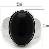 TK501 - High polished (no plating) Stainless Steel Ring with Semi-Precious Onyx in Jet - Alamode - Flyclothing LLC