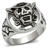 TK502 - High polished (no plating) Stainless Steel Ring with Top Grade Crystal in Jet - Alamode - Flyclothing LLC