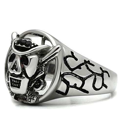 TK502 - High polished (no plating) Stainless Steel Ring with Top Grade Crystal in Jet - Alamode - Flyclothing LLC