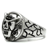 TK502 - High polished (no plating) Stainless Steel Ring with Top Grade Crystal in Jet - Alamode - Flyclothing LLC