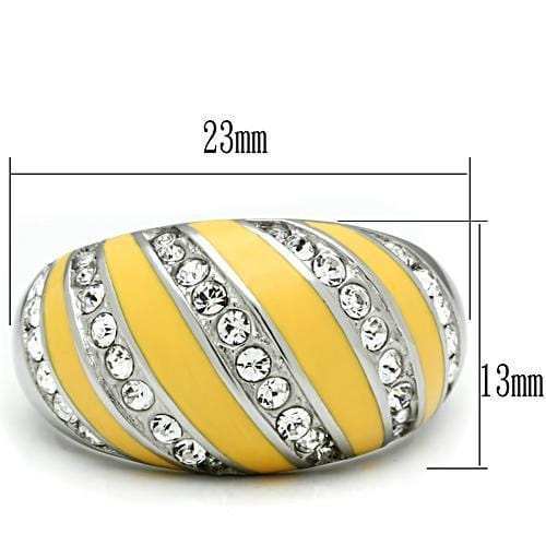 TK506 - High polished (no plating) Stainless Steel Ring with Top Grade Crystal in Clear - Alamode - Flyclothing LLC