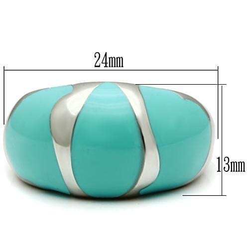 TK509 - High polished (no plating) Stainless Steel Ring with Epoxy in Turquoise - Alamode - Flyclothing LLC