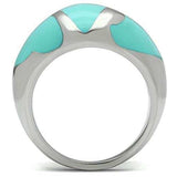 TK509 - High polished (no plating) Stainless Steel Ring with Epoxy in Turquoise - Alamode - Flyclothing LLC