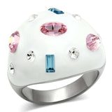 TK512 - High polished (no plating) Stainless Steel Ring with Top Grade Crystal in Multi Color - Alamode - Flyclothing LLC
