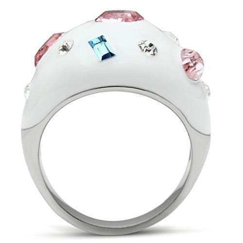 TK512 - High polished (no plating) Stainless Steel Ring with Top Grade Crystal in Multi Color - Alamode - Flyclothing LLC