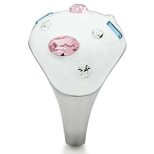 TK512 - High polished (no plating) Stainless Steel Ring with Top Grade Crystal in Multi Color - Alamode - Flyclothing LLC