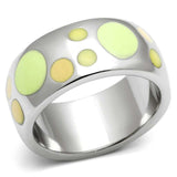 TK513 - High polished (no plating) Stainless Steel Ring with Epoxy in Multi Color - Alamode - Flyclothing LLC