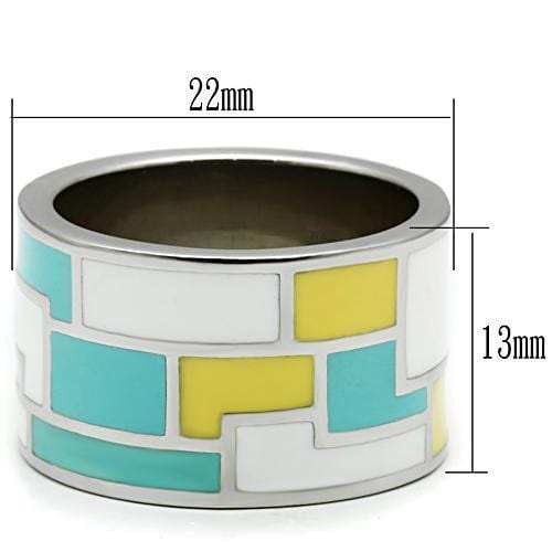 TK514 - High polished (no plating) Stainless Steel Ring with Epoxy in Multi Color - Alamode - Flyclothing LLC