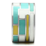 TK514 - High polished (no plating) Stainless Steel Ring with Epoxy in Multi Color - Alamode - Flyclothing LLC