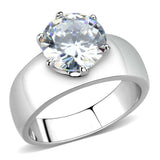 TK52004 - High polished (no plating) Stainless Steel Ring with AAA Grade CZ in Clear - Alamode - Flyclothing LLC