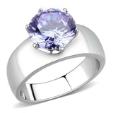 TK52006 - High polished (no plating) Stainless Steel Ring with AAA Grade CZ in Light Amethyst - Alamode - Flyclothing LLC