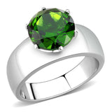 TK52008 - High polished (no plating) Stainless Steel Ring with Synthetic Synthetic Glass in Peridot - Alamode - Flyclothing LLC