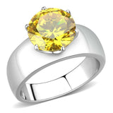TK52011 - High polished (no plating) Stainless Steel Ring with AAA Grade CZ in Topaz - Alamode - Flyclothing LLC