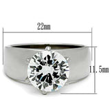 TK520 - High polished (no plating) Stainless Steel Ring with AAA Grade CZ in Clear - Alamode - Flyclothing LLC