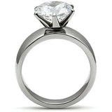 TK520 - High polished (no plating) Stainless Steel Ring with AAA Grade CZ in Clear - Alamode - Flyclothing LLC