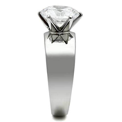 TK520 - High polished (no plating) Stainless Steel Ring with AAA Grade CZ in Clear - Alamode - Flyclothing LLC
