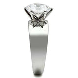 TK520 - High polished (no plating) Stainless Steel Ring with AAA Grade CZ in Clear - Alamode - Flyclothing LLC