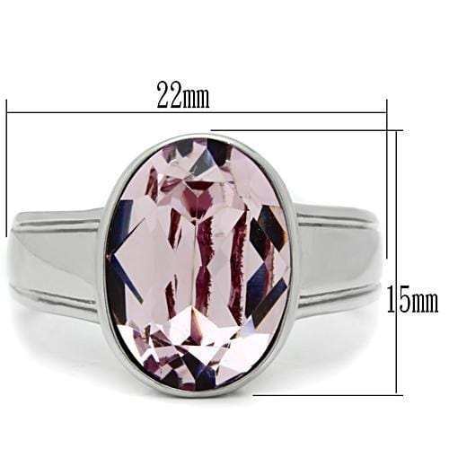 TK522 - High polished (no plating) Stainless Steel Ring with Top Grade Crystal in Light Amethyst - Alamode - Flyclothing LLC