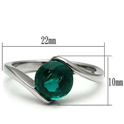 TK523 - High polished (no plating) Stainless Steel Ring with Synthetic Synthetic Glass in Blue Zircon - Alamode - Flyclothing LLC