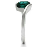 TK523 - High polished (no plating) Stainless Steel Ring with Synthetic Synthetic Glass in Blue Zircon - Alamode - Flyclothing LLC