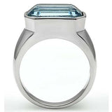 TK527 - High polished (no plating) Stainless Steel Ring with Top Grade Crystal in Sea Blue - Alamode - Flyclothing LLC