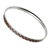TK529 - High polished (no plating) Stainless Steel Bangle with Epoxy in Siam - Alamode - Flyclothing LLC
