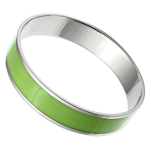 TK531 - High polished (no plating) Stainless Steel Bangle with Epoxy in Emerald - Alamode - Flyclothing LLC