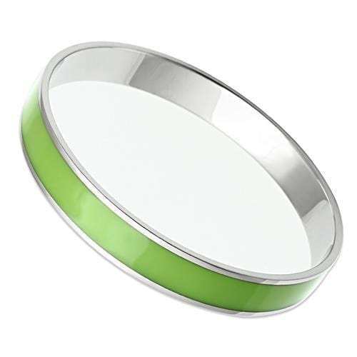 TK535 - High polished (no plating) Stainless Steel Bangle with Epoxy in Emerald - Alamode - Flyclothing LLC