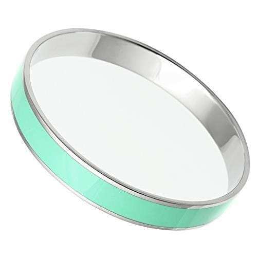 TK537 - High polished (no plating) Stainless Steel Bangle with Epoxy in Aquamarine - Alamode - Flyclothing LLC