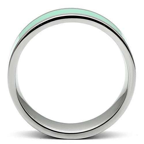 TK542 - High polished (no plating) Stainless Steel Ring with Epoxy in Aquamarine - Alamode - Flyclothing LLC