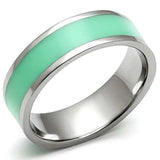 TK542 - High polished (no plating) Stainless Steel Ring with Epoxy in Aquamarine - Alamode - Flyclothing LLC