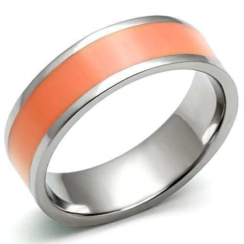 TK544 - High polished (no plating) Stainless Steel Ring with Epoxy in Orange - Alamode - Flyclothing LLC
