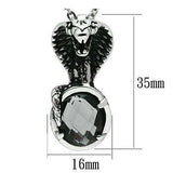 TK552 - High polished (no plating) Stainless Steel Necklace with Synthetic Acrylic in Jet - Alamode - Flyclothing LLC