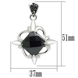 TK560 - High polished (no plating) Stainless Steel Chain Pendant with Synthetic Onyx in Jet - Alamode - Flyclothing LLC
