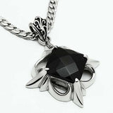 TK560 - High polished (no plating) Stainless Steel Chain Pendant with Synthetic Onyx in Jet - Alamode - Flyclothing LLC