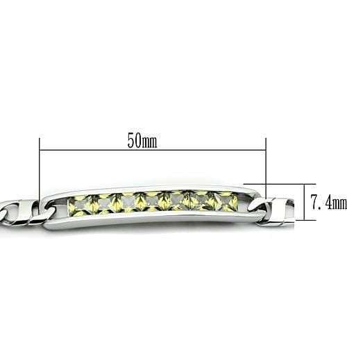 TK570 - High polished (no plating) Stainless Steel Bracelet with AAA Grade CZ in Olivine color - Alamode - Flyclothing LLC