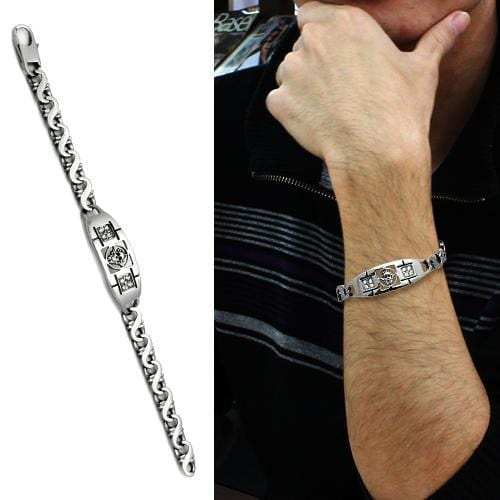 TK574 - High polished (no plating) Stainless Steel Bracelet with AAA Grade CZ in Clear - Alamode - Flyclothing LLC
