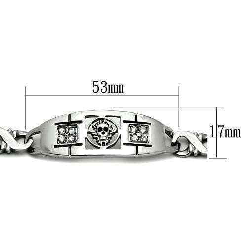 TK574 - High polished (no plating) Stainless Steel Bracelet with AAA Grade CZ in Clear - Alamode - Flyclothing LLC